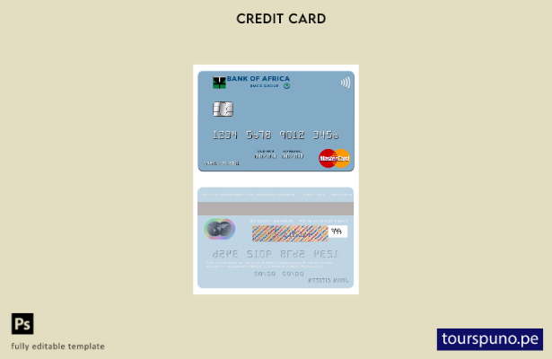 lista para imprimir plantilla de mastercard del Banco de África de Madagascar